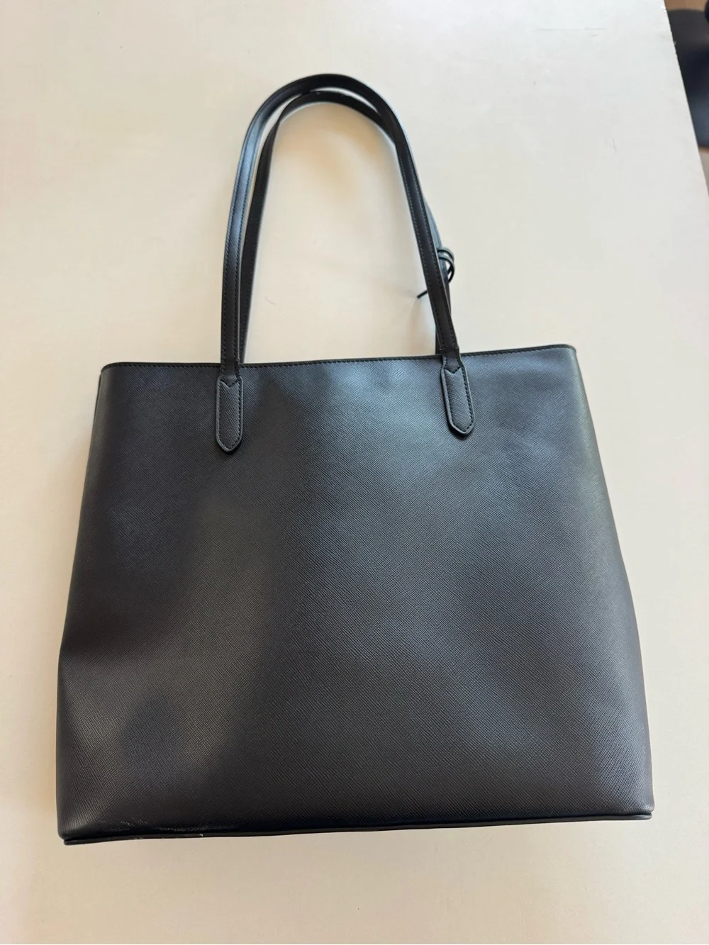Kate Spade New York Black Saffiano Leather Tote Bag Bow Zip Top Shoulder Purse